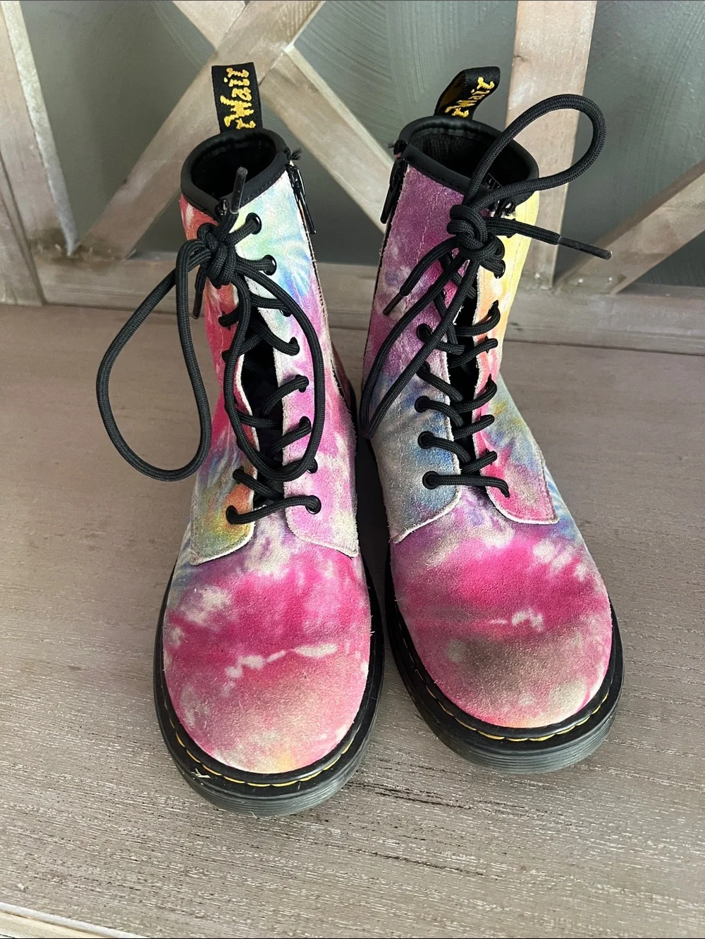 Dr. Martens Kids Tie-Dye Multi-Color Lace-Up Boots USL6 EU37